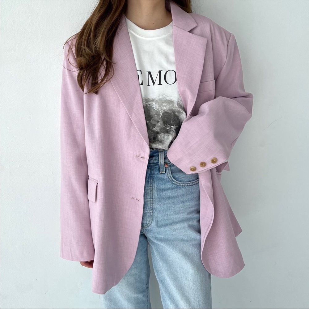Korean style pink oversized blazer